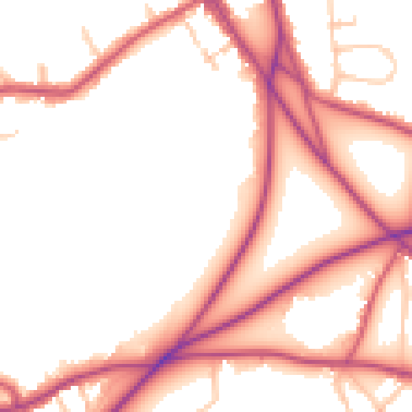 Daytime road noise heatmap for BR7 5EZ