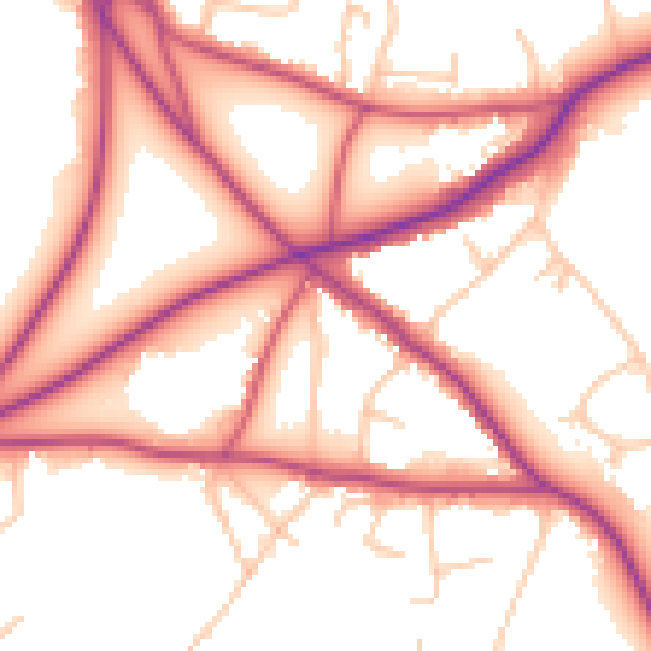 Daytime road noise heatmap for BR7 5PG