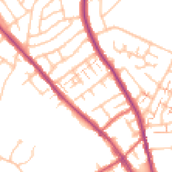 Daytime road noise heatmap for BR7 6HU