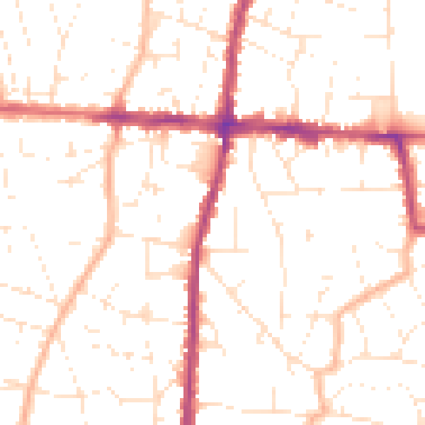 Daytime road noise heatmap for BS16 4QQ