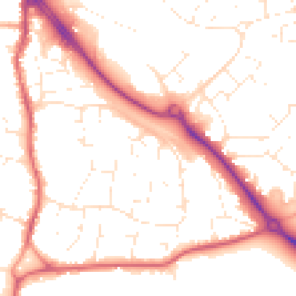 Daytime road noise heatmap for BS20 6XZ