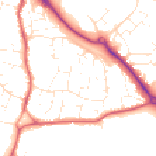 Daytime road noise heatmap for BS20 6YE