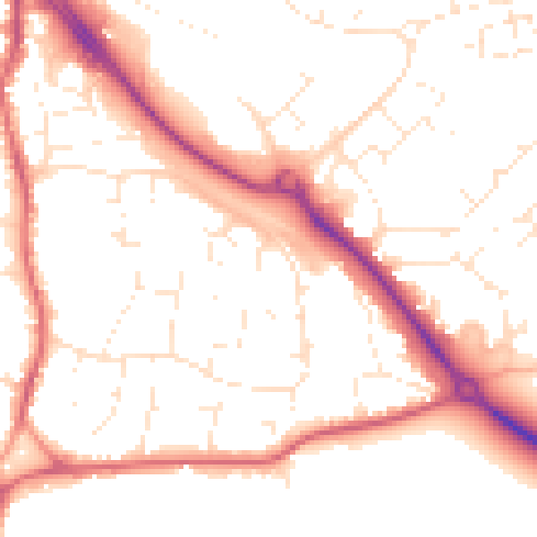 Daytime road noise heatmap for BS20 6YU