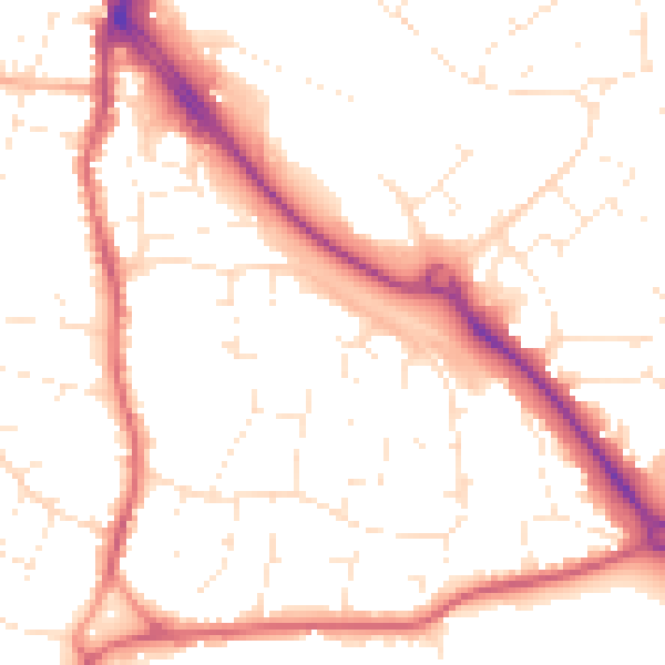 Daytime road noise heatmap for BS20 6YY