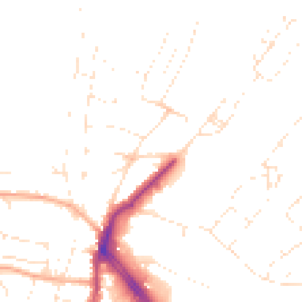 Daytime road noise heatmap for BS20 7DL