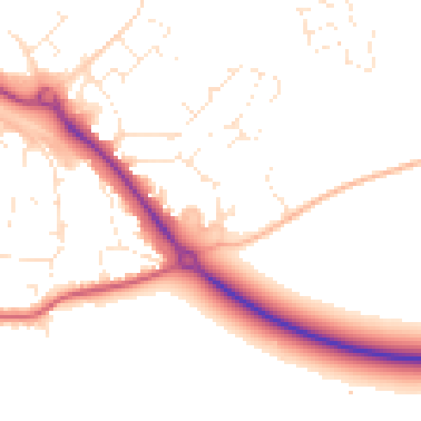 Daytime road noise heatmap for BS20 7FF