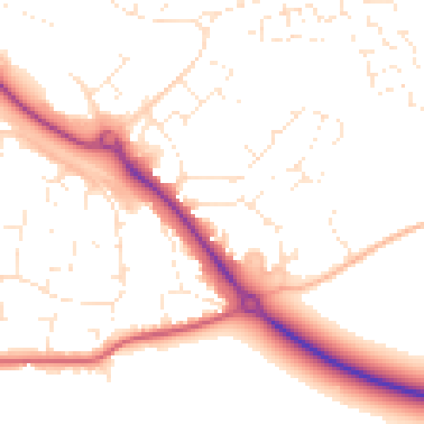 Daytime road noise heatmap for BS20 7LB