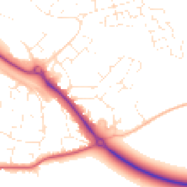 Daytime road noise heatmap for BS20 7LF