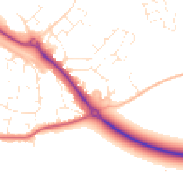 Daytime road noise heatmap for BS20 7PJ