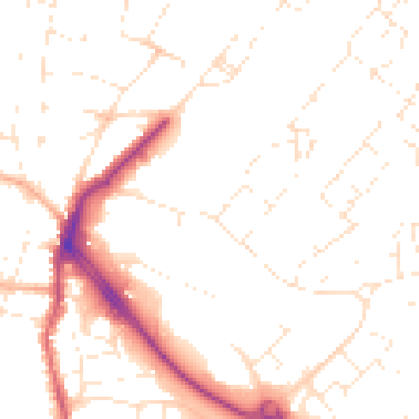 Daytime road noise heatmap for BS20 7UG