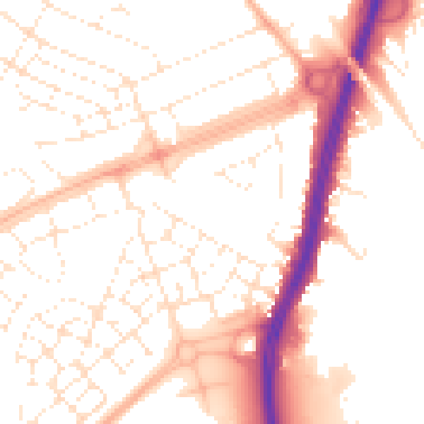 Daytime road noise heatmap for BS34 5BU