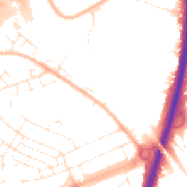Daytime road noise heatmap for BS34 5QH
