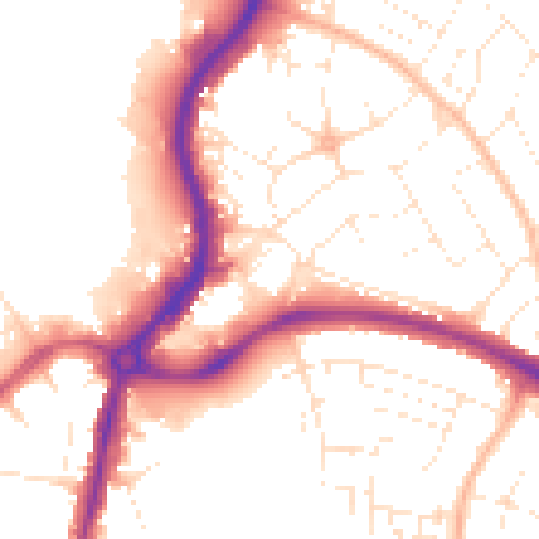 Daytime road noise heatmap for BS34 7BS