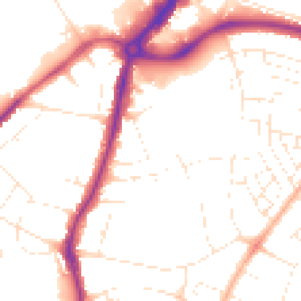 Daytime road noise heatmap for BS34 7PR