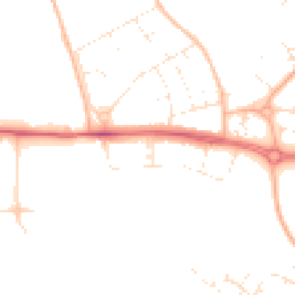 Daytime road noise heatmap for BS34 8LZ