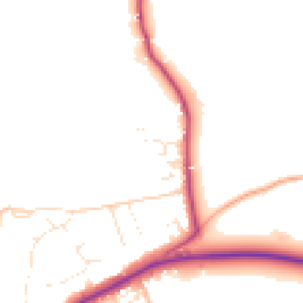Daytime road noise heatmap for BS40 5AJ