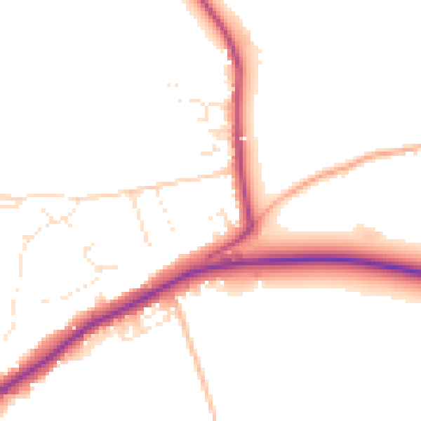 Daytime road noise heatmap for BS40 5JJ