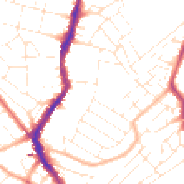 Daytime road noise heatmap for BS6 5AX
