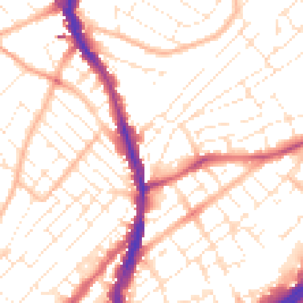 Daytime road noise heatmap for BS6 5BG