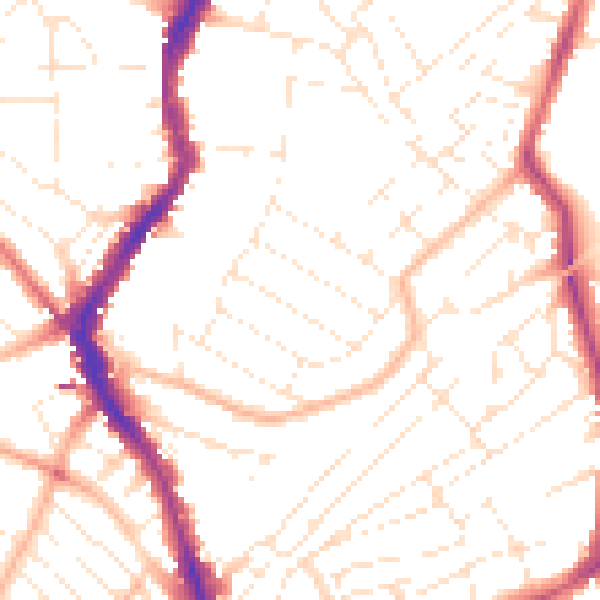 Daytime road noise heatmap for BS6 5BL