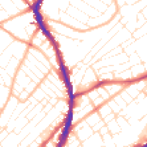 Daytime road noise heatmap for BS6 5DA