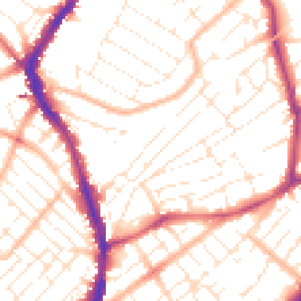 Daytime road noise heatmap for BS6 5ED