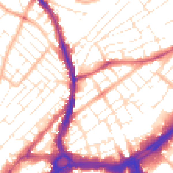 Daytime road noise heatmap for BS6 5EQ