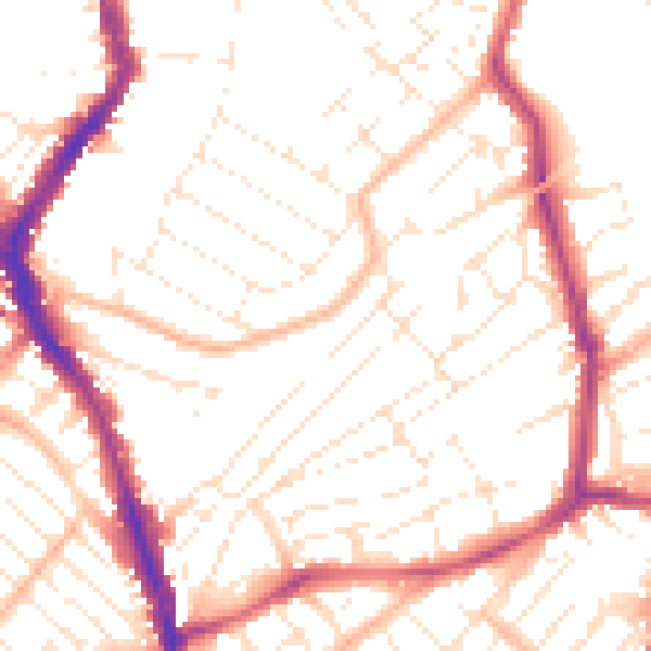 Daytime road noise heatmap for BS6 5EX