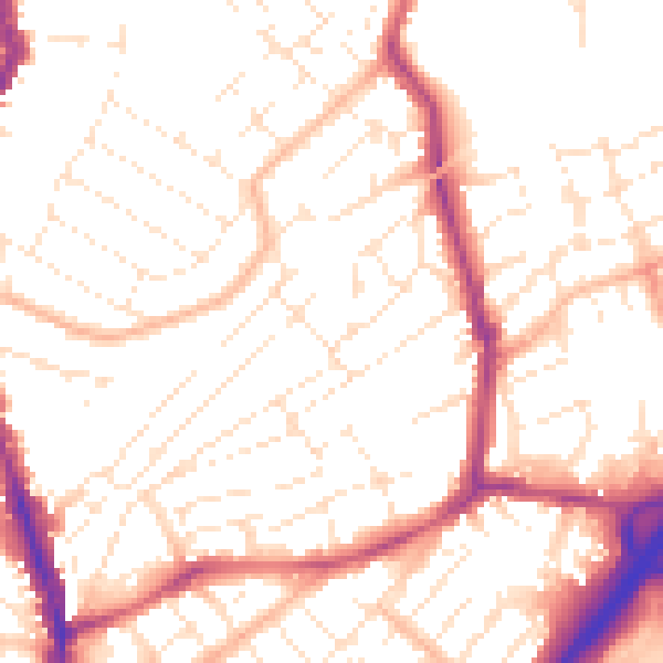 Daytime road noise heatmap for BS6 5JN