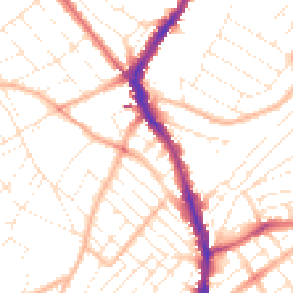 Daytime road noise heatmap for BS6 5PL