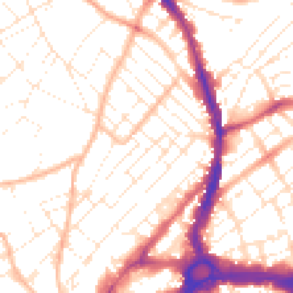 Daytime road noise heatmap for BS6 5SZ