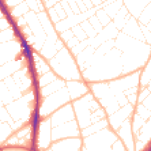 Daytime road noise heatmap for BS6 6JP