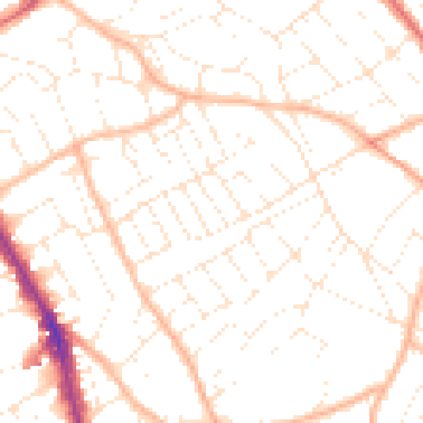 Daytime road noise heatmap for BS6 6NW