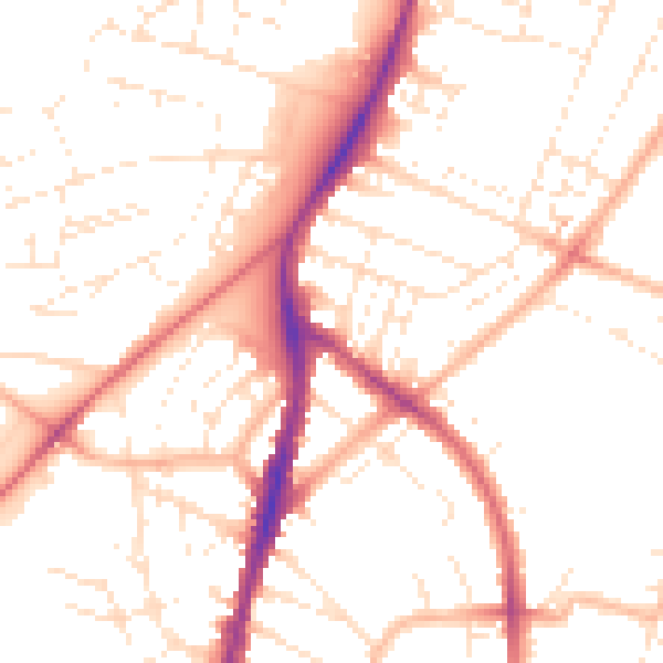 Daytime road noise heatmap for BS7 0AB
