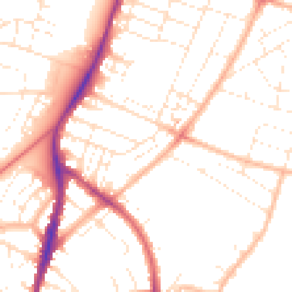 Daytime road noise heatmap for BS7 0AL