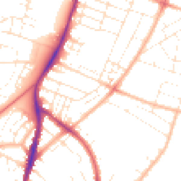Daytime road noise heatmap for BS7 0AW