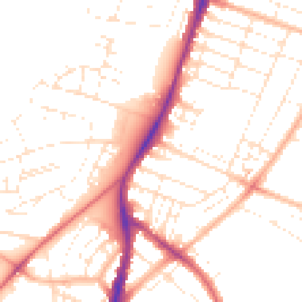 Daytime road noise heatmap for BS7 0BJ