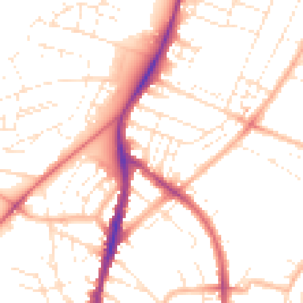 Daytime road noise heatmap for BS7 0BS