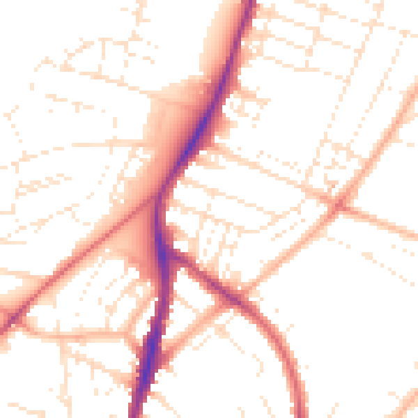 Daytime road noise heatmap for BS7 0BU