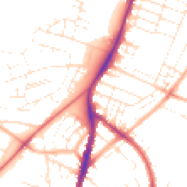 Daytime road noise heatmap for BS7 0BW