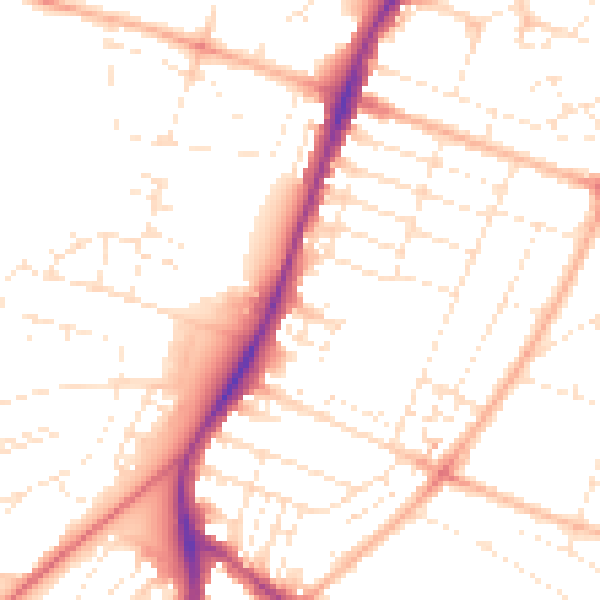 Daytime road noise heatmap for BS7 0DD
