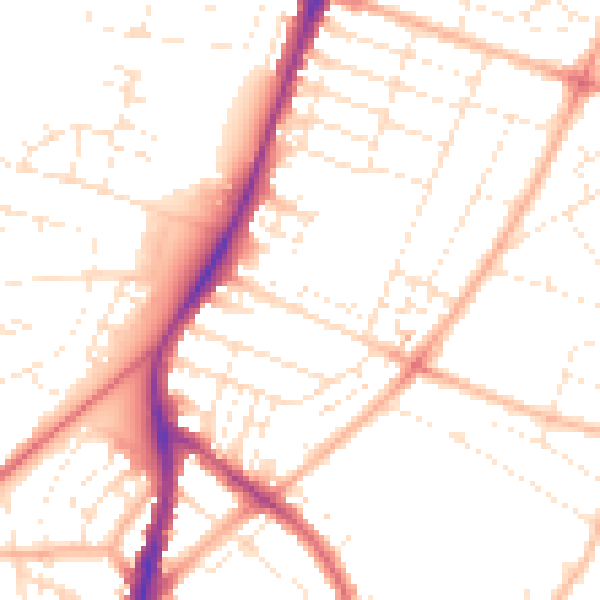 Daytime road noise heatmap for BS7 0DE