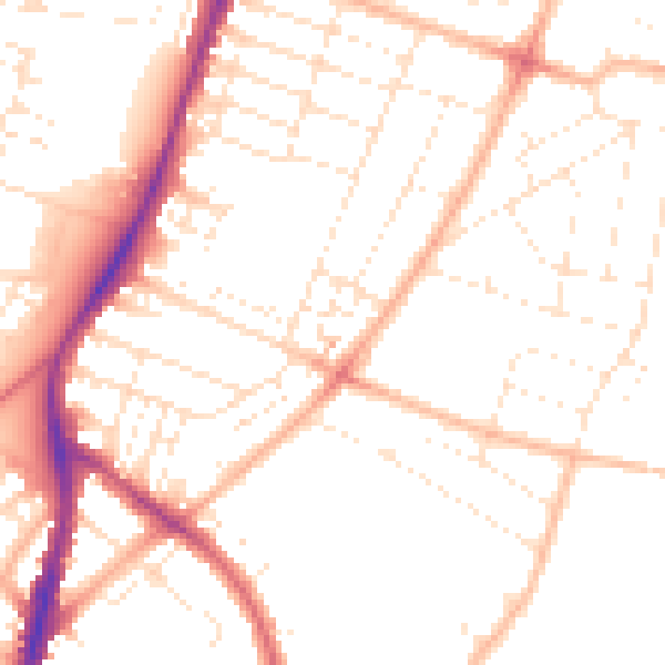 Daytime road noise heatmap for BS7 0DQ