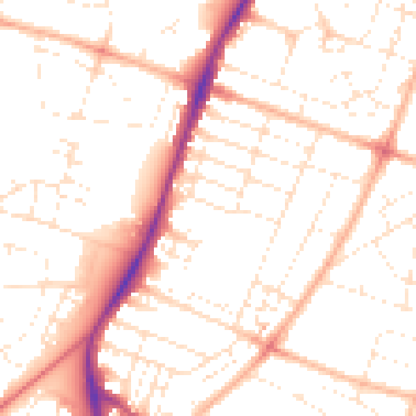 Daytime road noise heatmap for BS7 0JD