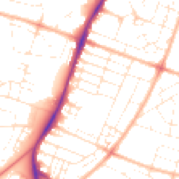 Daytime road noise heatmap for BS7 0JE