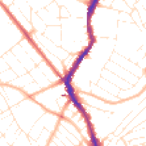 Daytime road noise heatmap for BS7 8AA