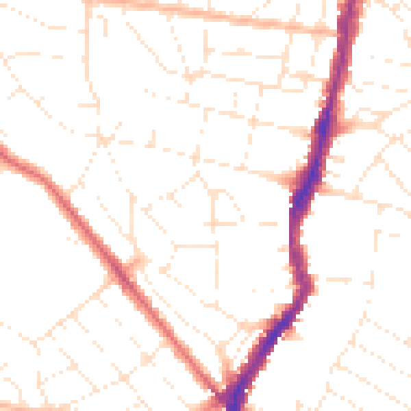 Daytime road noise heatmap for BS7 8ES