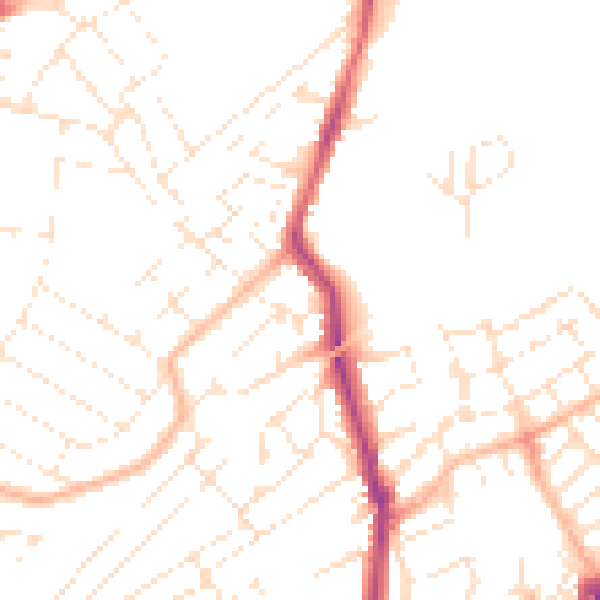 Daytime road noise heatmap for BS7 9BD
