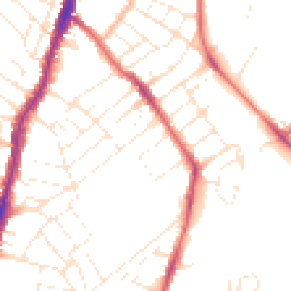 Daytime road noise heatmap for BS7 9EB