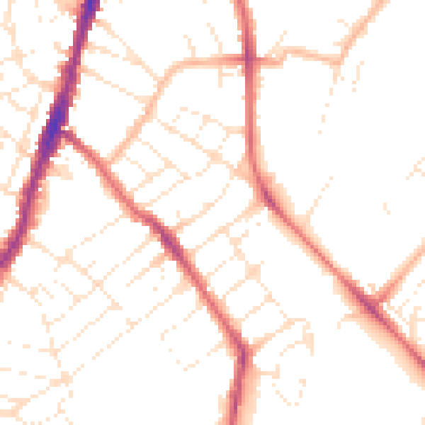 Daytime road noise heatmap for BS7 9HY